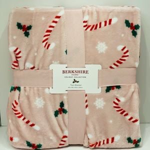 Pink Christmas Holiday Plush Throw Blanket by Berkshire